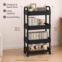 3/ 4/ 5-Tier Rolling Storage Cart With Black Wheels, Slim Mobile Utility Organizer Cart, Space Saving Storage Rack With Handle, Lockable 360° Casters For Bathroom, Kitchen, Laundry Room, Office, Living Room - White - View 12