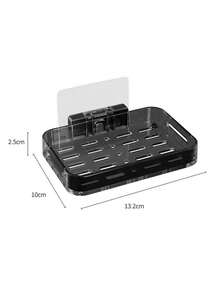 1pc Wall-Mounted Soap Holder, No-Drill Draining Soap Dish With Water Tray, Bathroom Soap Storage Rack - Type a - View 12