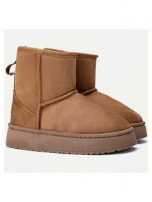 GETAC Botas Para Mujer Suela Plataforma Botín Peluche Térmico Glamour De moda casual Vintage Preppy De Pelito botin peluche Oficina Casa Exterior Gym y Fitness invierno - Camel - Ver 5