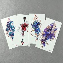 4pcs Fish Scale Temporary Tattoo Stickers, Body Tattoo Decoration, Waterproof Temporary Tattoo, Easy To Apply Makeup Accessories, Party Makeup Supplies - Multicolor - View 12