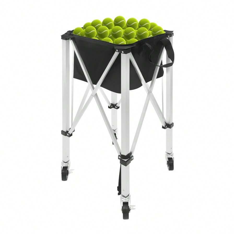 YUNRUX Portable Tennis Ball Funnel, Foldable Tennis Ball Basket, Tennis Ball Carrier & Wheels - A - View 1