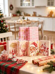 6pcs/1pc Christmas-Themed Gift Tote Bag-Suitable For Gift-Giving, Shopping, And Organizing Items; Perfect For Christmas Parties, Birthday Parties, Themed Events, Gift Exchanges, And More. - One Size Fits All - View 5