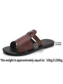New Spring/Summer Fashion Casual Slip-On Sandals, Casual Flat Slides, Beach Sandals, Vacation Style Versatile Flat Slip-On Women's Sandals - Coffee Brown - View 7