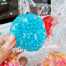 1pc Transparent Bubble Bead Squishy Squeeze Toy, Multi-Color Clear Ring Bead Filled Stress Relief Fidget Ball, Soft Jelly Hand Decompression Sensory Toy For Teens, Aesthetic Pocket Relax Toy, Cute Desktop Anxiety Relief Decor - Multicolor - View 7