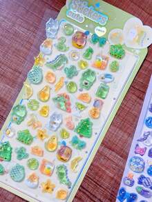 Cute Animal DIY 3D Mini Embossed Stickers, Kawaii Embossed Stickers, Scrapbook Diary Decoration, Planner Stationery, Crystal DIY Stickers - Multicolor - View 13