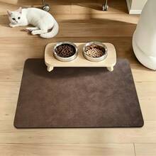 1pc Solid Color Minimalist Pet Feeding Mat, Coffee Brown With Flat Texture Decorative Carpet, Create Cozy Scene, Pet Food Bowl Mat, Thick Fabric Easy To Clean And Wipe, Suitable For Cats And Dogs - Brown - View 11