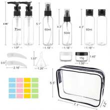 Portable Makeup Set Travel Refillable Bottles Spray Bottles Cosmetic Storage Set With Storage Bag And Labels Women's Holiday Gift Set 13pcs - Black - View 7