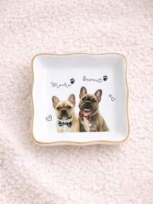 Custom Pet Photo Ring Tray L Size Personalized Watercolor Dog Portrait Ceramic Jewelry Storage Dish - Multicolor - View 13
