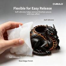 Cubulo 1 Buah Cetakan Silikon Tempat Pena Naga Lava, Cetakan Pengecoran Semen Resin Epoksi Mudah Dilepas, Organizer Penyimpanan Meja Naga Fantasi, Dekorasi Kantor Gotik, Hadiah Kerajinan Tangan DIY Liburan - Cetakan WJ092 - View 7