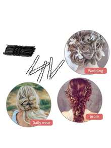 150pcs/50 Pieces/20 Pieces Set Solid Color U-Shaped Clip Straight Hair Clip For Hair Dyeing And Perming.Halloween Hair Accessories, Travel Essentials - Black - View 5