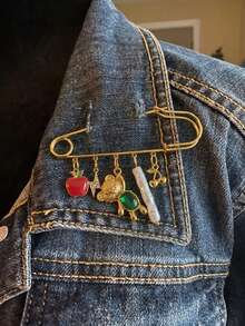 1pc Stainless Steel 18K Gold Cute Versatile Brooch Anti-Exposure Buckle Personalized Pin Fastener For Clothes Fashionable Accessory Brooch - Gold - View 2