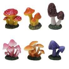 微縮景觀人造蘑菇模型裝飾，苔蘚多肉花園水族箱飾品，迷你玩具屋場景道具，樹脂手工藝品 - 彩色 - 查看 10