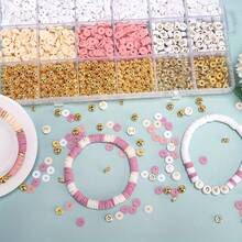 5760pcs Rose Pink & White Polymer Clay Beads, Small Perforated Clay Beads, DIY Friendship Bracelet Making, Creative Holiday Gift - Multicolor - View 6
