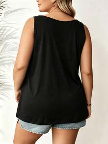 Plus Size 3pcs V-Neck Knit Tank Tops, Solid Color Loose Casual V-Neck Undershirt T-Shirt, Comfortable And Fashionable, Suitable For Spring/Summer Daily Wear And Home - Multicolor - View 6