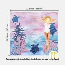 1pc 4-7ft Adult Pink-Blue Gradient Blanket, Polyester Quick-Dry Sand-Proof Picnic Mat With Stakes - Compact, Suitable For Travel, Camping, Hiking, Beach Leisure | Colorful Beach Mat | Durable Outdoor Mat, Beach Accessory - Multicolor - View 14