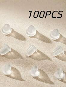 450pcs/100pcs/30pcs/50pcs Earrings And Stud Backs Handmade DIY Jewelry Accessories Anti-Slip, Anti-Loss Silicone Ear Plugs Anti-Fall Anti-Piercing Lollipop Ear, Large Earrings, Piercing, Earring Backing Set - Transparent - View 16