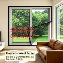 Summer Series: Minimalist Black Design Mosquito Net, Anti-Mosquito Window Screen, Curtain, Curtain Fabric, Mesh Fabric. Multiple Sizes Available. Includes 2cm Self-Adhesive Tape. - Screen Windows - View 9