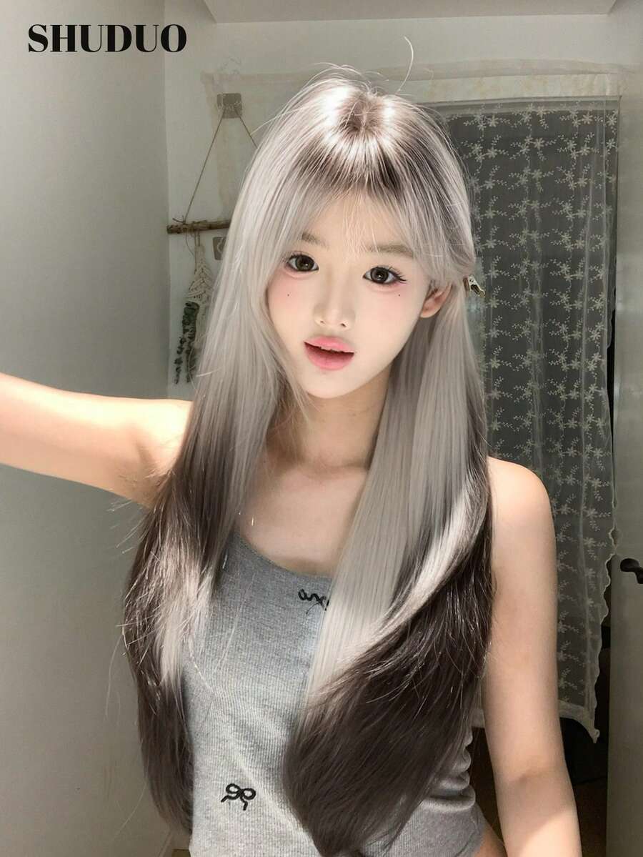alicegarden 28英吋長合成假髮,自然直髮造型,迷人多色設計,附瀏海,適合女士日常、派對、Cosplay使用,自然耐用,適合送禮(不含配件) - 彩色 - 查看 1