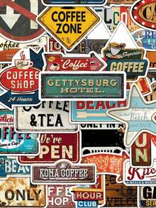 50Pcs Vintage Lable Seickers Graffiti Vintage Aesthetic Stickers USA Decorative Stickers Vintage Stuff For Water Bottle, Guitar, Luggage, Phone, Case, Laptop, Skateboard, Gift - A - View 1