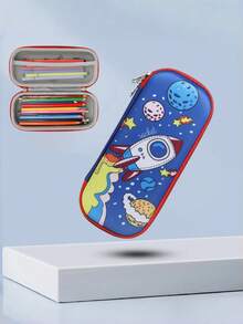1pc Boy/Girl 3D Dinosaur Astronaut Pencil Case, Hard Pencil Box, Large Capacity Stationery Pencil Pouch For Kids, Back To School , First Day Of School - Multicolor - View 7