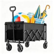 Collapsible Wagon With Wheels, 590 Lbs Wagons Carts Foldable Wagon Cart With FlexibleHandle, Lightweight Portable Folding Utility Grocery Shopping Cart For Grocery Sports Garden Camping. No Assembly Required - View 7