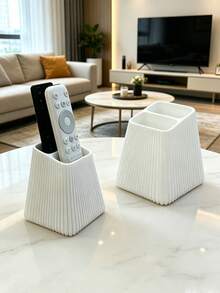 1pc Vertical Line Remote Control Holder, Remote Control Storage Box, Decorative Storage, Vertical Stripe Design, Easy Access, Suitable For TV, Air Conditioner And Other Home Remote Control Storage, Home Decor, Decorative Ornament, Storage, Dorm Storage, Desktop Organization, Halloween, Christmas, Wedding - Multiple Styles - View 3