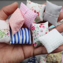 Mini Throw Pillow, Dollhouse Miniature Home Decor Sofa Bedroom Scene Cushion Prop Model Accessory, 1:12 Dollhouse Accessory Throw Pillow Doll Model Accessory, DIY Fabric Sofa Throw Pillow Photography Prop Decoration - Multicolor - View 4