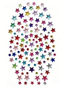 Multi-Color Star Rhinestone Stickers DIY Self-Adhesive Music Festival Face Decoration Stage Makeup Eye Makeup Glitter Stickers - Multicolor - View 3