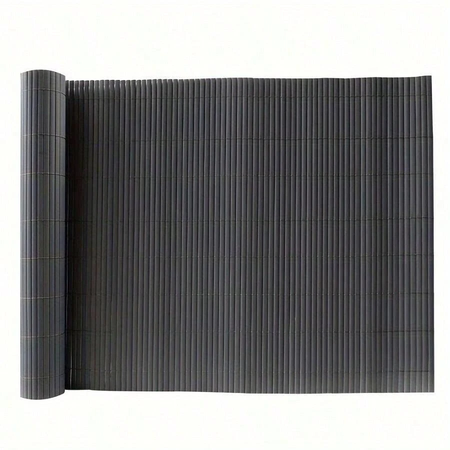 Grey Privacy Screen PVC Slat Bamboo Effect Fence Garden Privacy Screen Fencing Shade Border Screening Roll - Gray - View 1