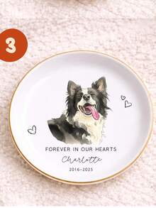 Custom Pet Photo Ring Tray L Size Personalized Watercolor Dog Portrait Ceramic Jewelry Storage Dish - Multicolor - View 8