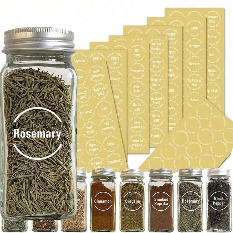 144pcs Transparent Self-Adhesive Spice Stickers Kitchen Jar Spice Bottle Labels Kitchen Labels Food Storage Stickers Waterproof Blackboard Label Stickers - View 1