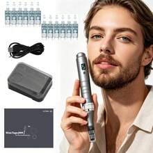 Dr Derma Pen M8 Wireless Adjustable Electric Microneedling Pen, Includes 12 X 0.25mm Replacement Needles - Grey - View 2