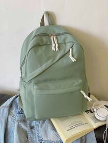 1 Set Back To School Fashion Casual Solid Color Backpack Set, Backpack + Tote Bag + Crossbody Bag + Pencil Case, Large Capacity With Laptop Compartment, Solid Color Student Backpack, Adjustable Shoulder Strap + Multi-Pocket Lightweight Portable School Bag, Zipper Bag Set, Suitable For Graduates/Students/Teenage Girls, Perfect For Outdoor Travel/Middle School/High School/College Use - 2186 - View 26
