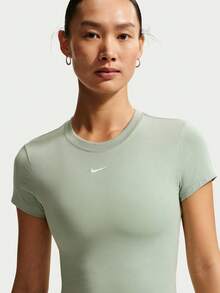 Nike 女款 AS W NSW NK CHLL 針織短袖 T-Shirt 無領短版 THF9539-007 - 綠色 - 查看 3