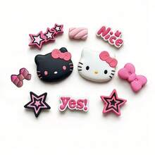 12件/10件 Sanrio Hello Kitty 經典角色公仔套組，適用於鞋子裝飾、包包裝飾、行李裝飾，美化鞋子與靴子，假日派對小禮物的完美選擇（不含鈕扣） - 查看 9