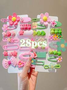 14/28pcs Fresh Sweet Girl Style Cartoon Cute Hair Clips, Suitable For Girls. Flower/Rabbit/Star/Heart/Bow Multi-Style Design, Non-Damaging Hair Accessories, Bangs Clips Side Clips Flyaway Clips, Versatile Daily Accessories - Multicolor - View 15