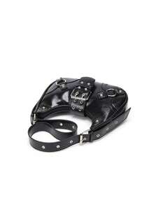 New Fashion Rivet Crescent Bag Commuter Versatile Shoulder Crossbody Women's Bag Retro Y2K Motorcycle Underarm Bag - Black - View 5