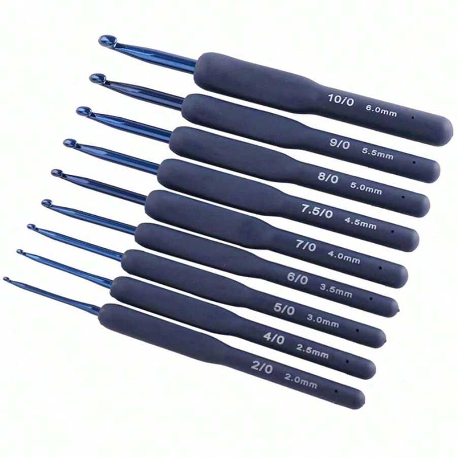 9件深藍色TPR軟柄鉤針,編織毛線工具,縫紉工具 - 套 - 查看 1