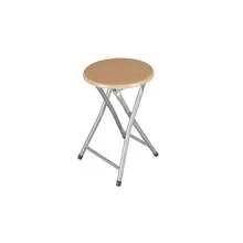 Round Folding Stool With Wooden Top, 30x30x45cm, Metal Frame, 100kg Load Capacity, Legs With Non-Slip Protectors, Compact For Kitchen, Balcony, Office, Events - Yellow - View 9