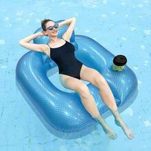 PVC Pearlescent Square Inflatable Lounge Chair Adult Pool Backrest Sofa Float - Multicolor - View 6