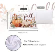 MEMNUN 1pc Autumn Berry, Autumn Leaf, Vintage Rose, Three-Color Pumpkin Pillow Case 40*40cm/45*45cm/50*50cm Made Of Polyester Material HELLO Fall Text Cushion Cover Single-Sided Print Invisible Zipper Polyester Decorative Pillowcase Without Pillow Insert Living Room, Sofa, Bedroom, Car Home Autumn Decoration - Multicolor - View 2