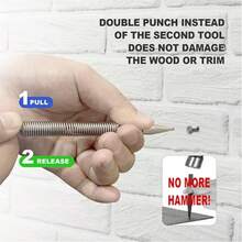 2 Packs Spring Dual Head Punch Set 5000PSI Hammerless Center Punch Nail Setter, Anti-Rust Metal Locator Marking Punch Tool For Wood Metal Glass Plastic DIY Hand Repair Tools - Central Thrust - View 12