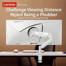 Lenovo AM110 Large Screen Monitor Stand, Pneumatic Adjustment, 9KG Load Capacity, Anti-Hunchback, Desktop Computer Screen Heightening Rack With Movable Mechanical Arm, Multi-Directional Rotation, Black And White - View 2