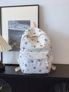 1 Set - Cute Bow Pattern Backpack Set For Back To School, Large Capacity Polyester School Day Bag With Lunch Bag And Pencil Case, Multi-Pocket Casual Backpack, Lightweight Bookbag, Suitable For Students/Graduates/Young People, Perfect For Back To School/Daily/Shopping/Short Trips And Outdoor Leisure Activities - 2283-1 - View 15