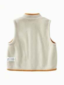 mini bala Anti-Static Fleece Vest Kids Baby Lightweight Thermal Inner Layer Autumn Soft Warm Base Vest - White Coffee Color - View 5