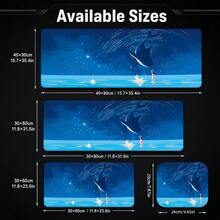 Deep Sea Starry Sky Whale Anime Large Mouse Pad, Aesthetic Blue Galaxy Girl And Flying Fish Illustration Gaming Desk Mat, Non-Slip Stitched Edge Thickened Keyboard Pad, Suitable For Office And Gaming - View 5
