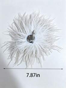 20cm/7.87in 手工羽毛花朵胸針，彩色女士帽子衣飾婚禮派對胸針 - 羽毛花 - 查看 3