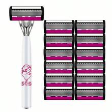 Women Manual Shaver Set 1/2 Handle+3/30 Blades , Portable Painless Body Hair Removal Razor For Travel Shower Use,Travel Essential Body Grooming Tool - Safety Tazor + Blade - View 11