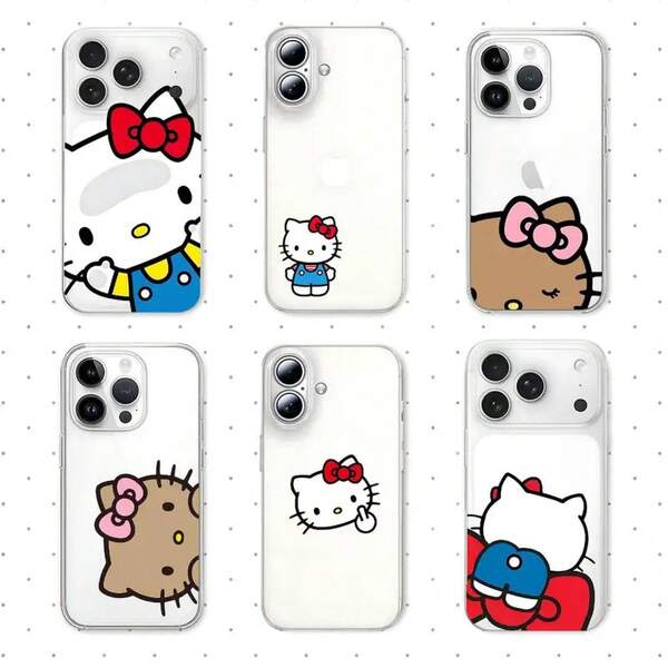 SANRIO かわいいハローキティのケース iPhone17 16 15 11 13 14 12 Pro Max Plus用 透明カバー