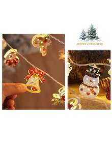 30/10 LED Santa Claus String Lights With Festive Iron Frame, Battery Powered, Ideal For Christmas Tree, Window Display, Fireplace Mantel, Holiday Party And Cozy Home Decor - Multicolor - View 6
